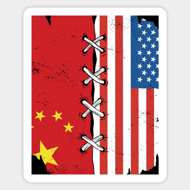 Proud Chinese American Heritage // China & USA Flags Sticker by Now Boarding